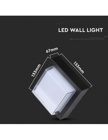 218612-Lampada LED da Muro Quadrata con Diffusore Semicoperto  Colore Nero  -2