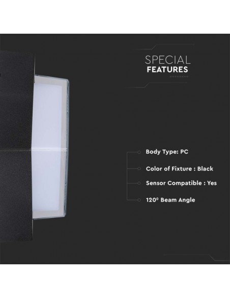 218612-Lampada LED da Muro Quadrata con Diffusore Semicoperto  Colore Nero  -5