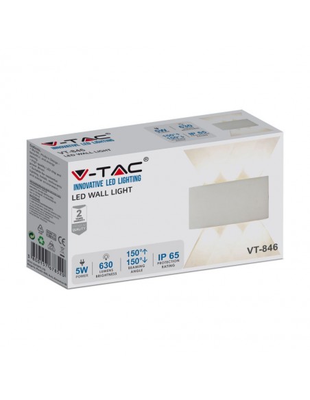 218613-Applique LED da Muro  Doppio Fascio Luminoso Corpo Bianco  -2