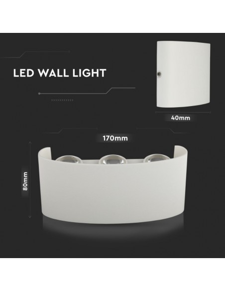 218613-Applique LED da Muro  Doppio Fascio Luminoso Corpo Bianco  -3
