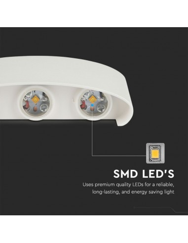 218613-Applique LED da Muro  Doppio Fascio Luminoso Corpo Bianco  -7