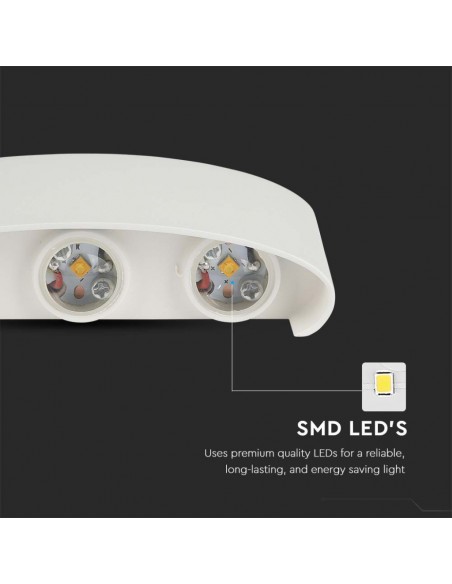 218614-Applique LED da Muro  Doppio Fascio Luminoso Corpo Bianco  -6