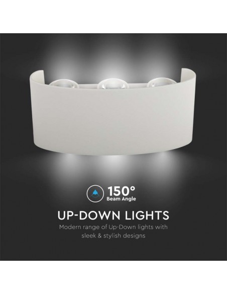 218614-Applique LED da Muro  Doppio Fascio Luminoso Corpo Bianco  -7