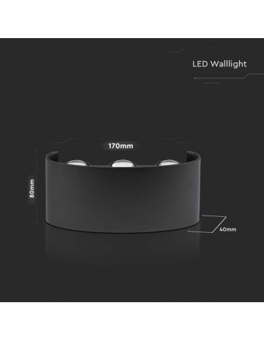 218616-Applique LED da Muro  Doppio Fascio Luminoso Corpo Nero  -3