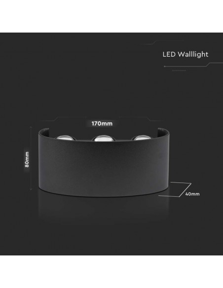 218616-Applique LED da Muro  Doppio Fascio Luminoso Corpo Nero  -3