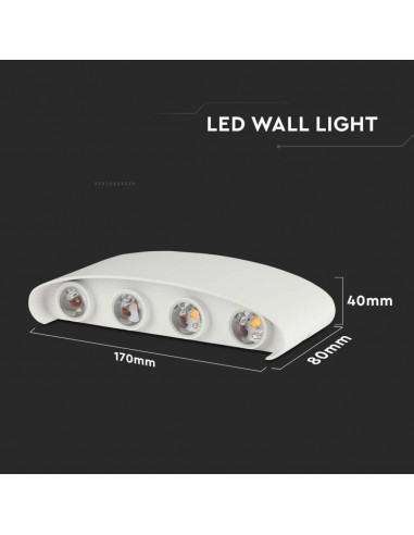 218617-Applique LED da Muro  Doppio Fascio Luminoso Corpo Sabbia Bianco  -3