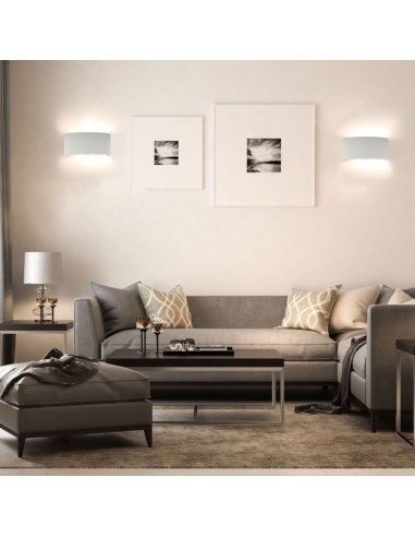 218617-Applique LED da Muro  Doppio Fascio Luminoso Corpo Sabbia Bianco  -4