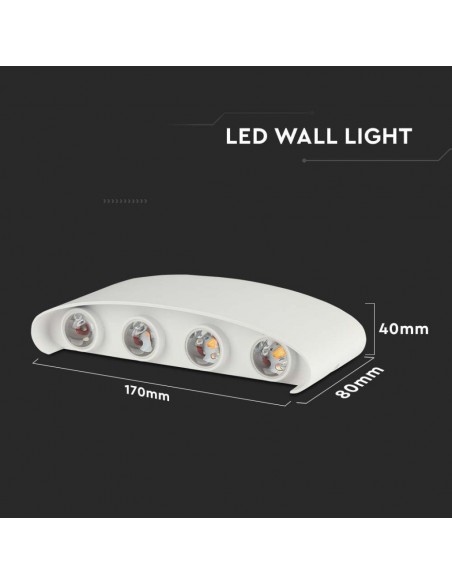 218618-Applique LED da Muro  Doppio Fascio Luminoso Corpo Sabbia Bianco  -3