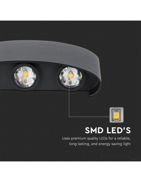 218619-Applique LED da Muro  Doppio Fascio Luminoso Corpo Nero  -6