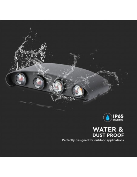 Applique LED da Muro 7W Doppio Fascio Luminoso Corpo Nero 3000K IP65