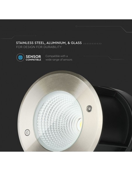 Faretto LED COB Segnapasso Rotondo 12W Fascio di Luce a 40° 4000K IP67