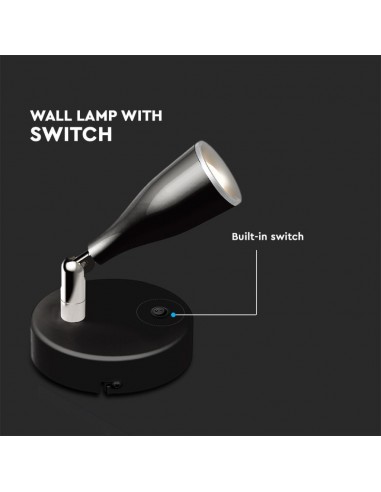 Lampada LED da Muro 4,5W Nero con...