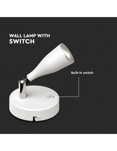 Lampada LED da Muro 4,5W Bianco con Interruttore 4000K