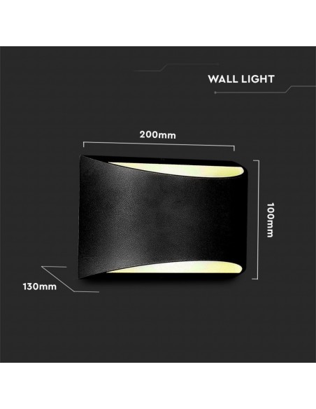 218684-Lampada LED Chip Bridgelux da Muro  Doppio Fascio Luminoso Colore Nero  IP-3