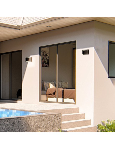 218684-Lampada LED Chip Bridgelux da Muro  Doppio Fascio Luminoso Colore Nero  IP-5