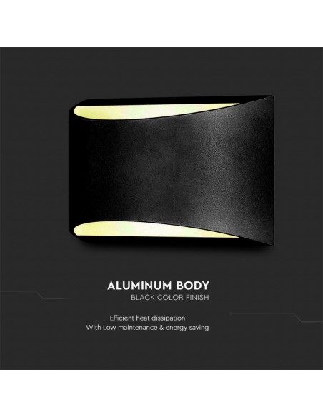 Lampada LED Chip Bridgelux da Muro 10W Doppio Fascio Luminoso Nero 4000K IP54