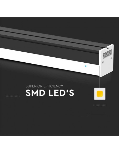 Plafoniera LED Lineare 40W 120cm Nero 4000K