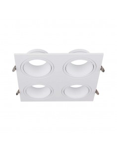23003-Portafaretto LED Quadruplo da Incasso Quadrato xGU in Policarbonato e Ferro Colore Bianco-1