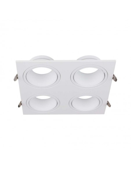 23003-Portafaretto LED Quadruplo da Incasso Quadrato xGU in Policarbonato e Ferro Colore Bianco-1