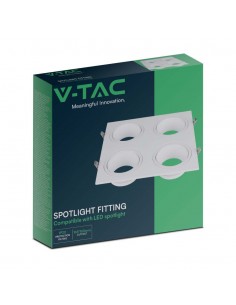 23003-Portafaretto LED Quadruplo da Incasso Quadrato xGU in Policarbonato e Ferro Colore Bianco-1 2