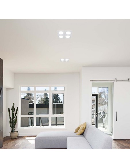 23003-Portafaretto LED Quadruplo da Incasso Quadrato xGU in Policarbonato e Ferro Colore Bianco-5