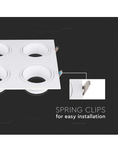 23003-Portafaretto LED Quadruplo da Incasso Quadrato xGU in Policarbonato e Ferro Colore Bianco-7