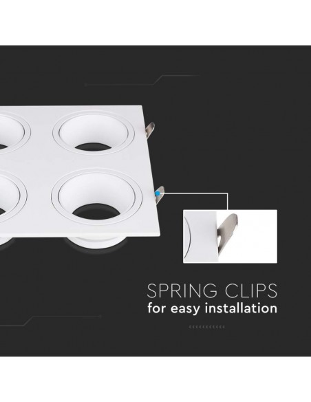23003-Portafaretto LED Quadruplo da Incasso Quadrato xGU in Policarbonato e Ferro Colore Bianco-7