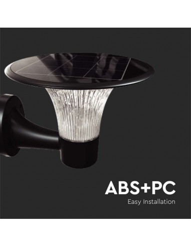 23004-Lampada LED  da Muro con Pannello Solare e Batteria LiFePO V  Sensore di Movimento Colore Nero CCT  -7