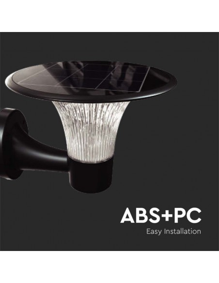 23004-Lampada LED  da Muro con Pannello Solare e Batteria LiFePO V  Sensore di Movimento Colore Nero CCT  -7