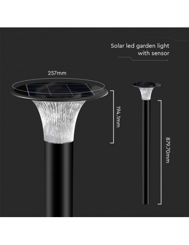 23006-Lampada LED Solare  da Terra con Palo e Batteria LiFePO V Colore Nero CCT  -2