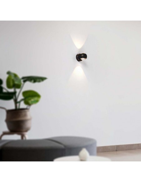 23007-Lampada LED Da Muro  con Doppio Fascio Luminoso Colore Nero -5