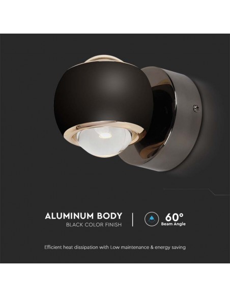 Lampada LED Da Muro 10W con Doppio Fascio Luminoso Nero 3000K