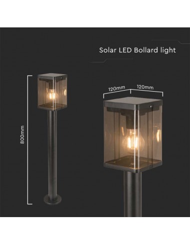 23009-Piantana Solare LED da Giardino  con Sensore di Movimento a Microonde Colore Nero  IP-4