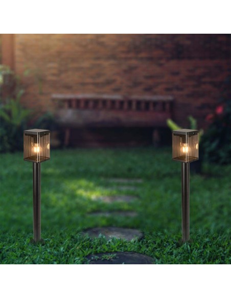 23009-Piantana Solare LED da Giardino  con Sensore di Movimento a Microonde Colore Nero  IP-5