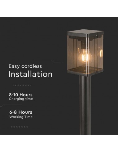 23009-Piantana Solare LED da Giardino  con Sensore di Movimento a Microonde Colore Nero  IP-7