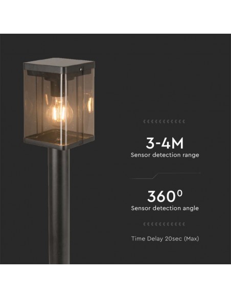 Piantana Solare LED da Giardino 2.5W con Sensore di Movimento a Microonde Nero 3000K IP44