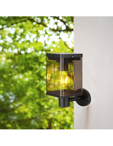 23010-Lampada Solare LED da Giardino  con Sensore di Movimento a Microonde Montaggio a Muro Colore Nero  IP-5