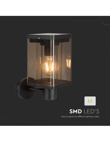 23010-Lampada Solare LED da Giardino  con Sensore di Movimento a Microonde Montaggio a Muro Colore Nero  IP-6