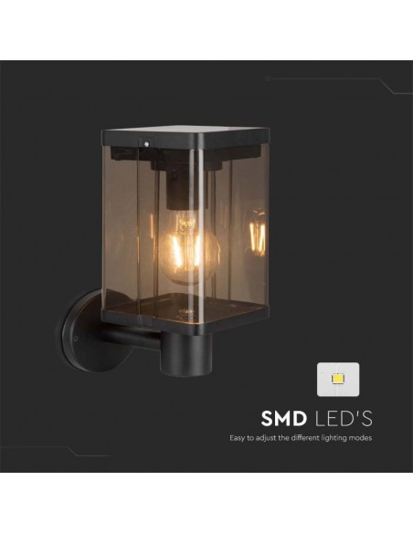 23010-Lampada Solare LED da Giardino  con Sensore di Movimento a Microonde Montaggio a Muro Colore Nero  IP-6