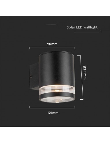 23012-Lampada LED da Giardino Cilindrica con Pannello Solare  Corpo Nero xxmm  IP-3