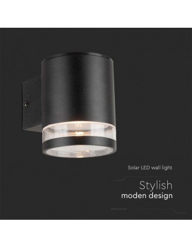 23012-Lampada LED da Giardino Cilindrica con Pannello Solare  Corpo Nero xxmm  IP-5