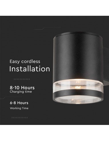 23012-Lampada LED da Giardino Cilindrica con Pannello Solare  Corpo Nero xxmm  IP-6