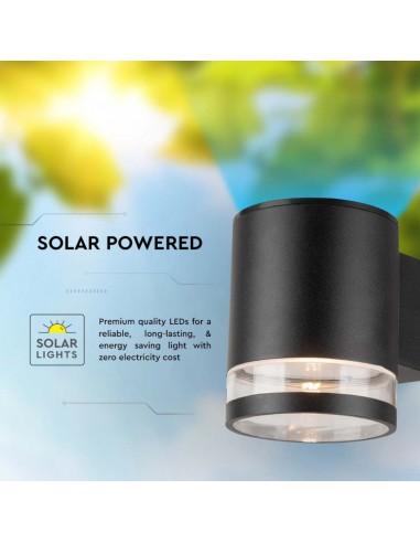 23012-Lampada LED da Giardino Cilindrica con Pannello Solare  Corpo Nero xxmm  IP-7