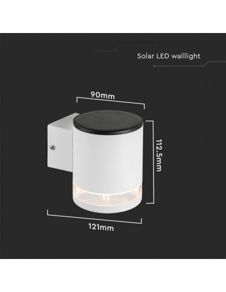 23013-Lampada LED da Giardino Cilindrica con Pannello solare  Corpo Bianco xxmm  IP-3
