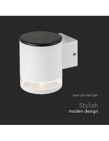 23013-Lampada LED da Giardino Cilindrica con Pannello solare  Corpo Bianco xxmm  IP-5