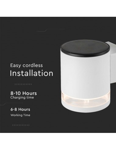 23013-Lampada LED da Giardino Cilindrica con Pannello solare  Corpo Bianco xxmm  IP-6