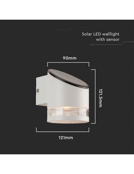 23014-Lampada LED da Giardino Cilindrica con Pannello solare e Sensore  Corpo Bianco xxmm  IP-3