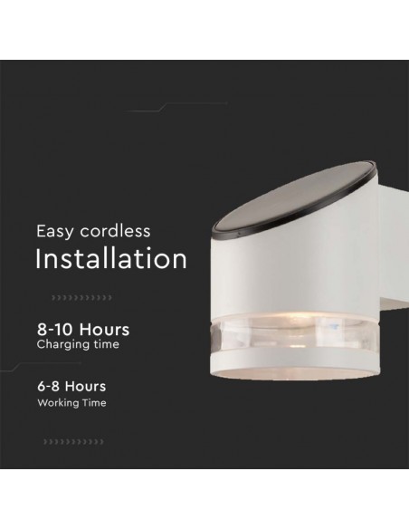 23014-Lampada LED da Giardino Cilindrica con Pannello solare e Sensore  Corpo Bianco xxmm  IP-6