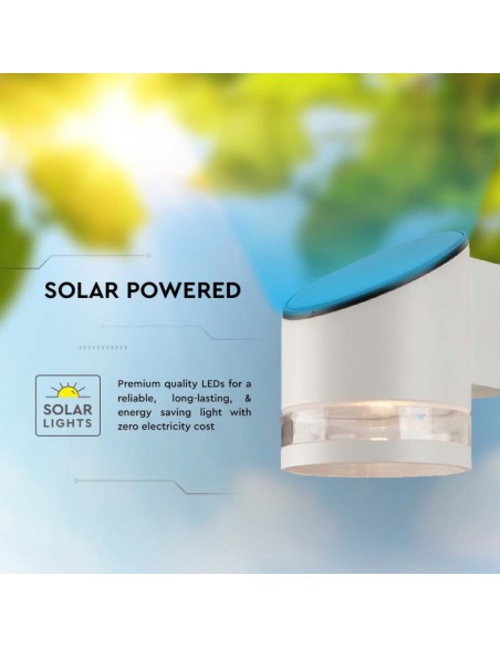 23014-Lampada LED da Giardino Cilindrica con Pannello solare e Sensore  Corpo Bianco xxmm  IP-7