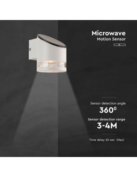 Lampada LED da Giardino Cilindrica con Pannello solare e Sensore 1W Corpo Bianco 121*90*112.5mm 3000K IP44